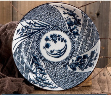 Elegant Blue and White Porcelain Dinner Plates - Japanese Ceramic Salad & Dessert Plates