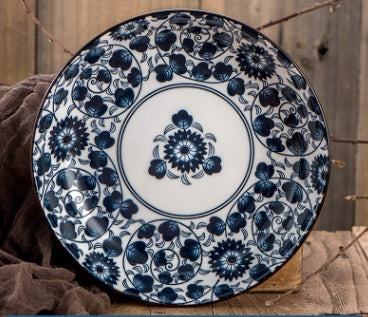 Elegant Blue and White Porcelain Dinner Plates - Japanese Ceramic Salad & Dessert Plates