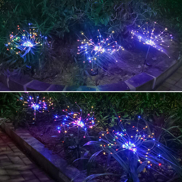 Solar Fireworks LED Light String - Copper Wire Outdoor Star Lights for Gardens, Christmas, and Festive Decorations