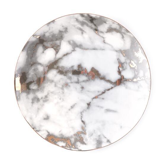 Light Luxury Golden Rim Marbled Plate | Elegant Salad, Dessert, and Breakfast Round Plate