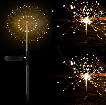 Solar Fireworks LED Light String - Copper Wire Outdoor Star Lights for Gardens, Christmas, and Festive Decorations