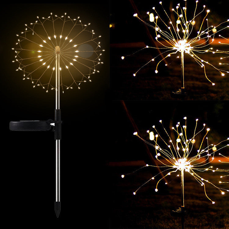 Solar Fireworks LED Light String - Copper Wire Outdoor Star Lights for Gardens, Christmas, and Festive Decorations