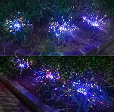 Solar Fireworks LED Light String - Copper Wire Outdoor Star Lights for Gardens, Christmas, and Festive Decorations