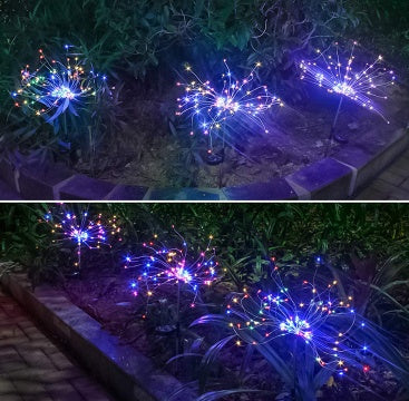 Solar Fireworks LED Light String - Copper Wire Outdoor Star Lights for Gardens, Christmas, and Festive Decorations