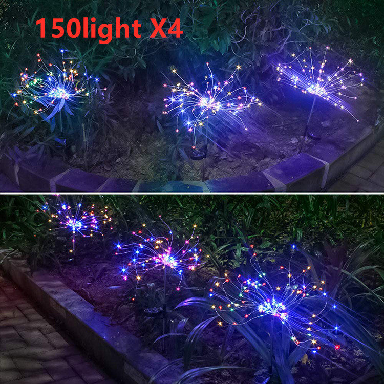 Solar Fireworks LED Light String - Copper Wire Outdoor Star Lights for Gardens, Christmas, and Festive Decorations